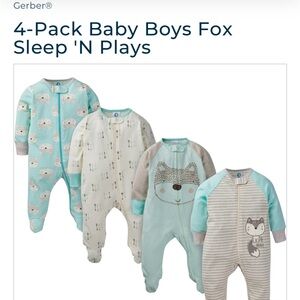 Gerber Baby Boys Fox Sleep 'N Plays - Blue, Cream, Gray
